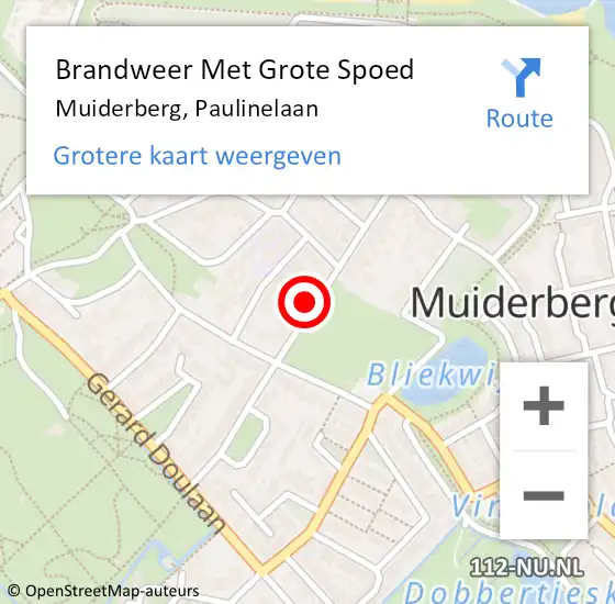 Locatie op kaart van de 112 melding: Brandweer Met Grote Spoed Naar Muiderberg, Paulinelaan op 27 september 2023 10:51