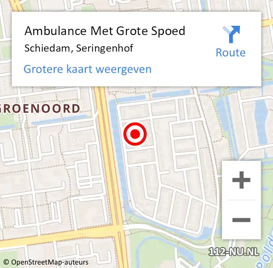 Locatie op kaart van de 112 melding: Ambulance Met Grote Spoed Naar Schiedam, Seringenhof op 27 september 2023 10:55