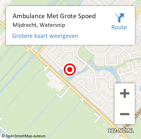 Locatie op kaart van de 112 melding: Ambulance Met Grote Spoed Naar Mijdrecht, Watersnip op 27 september 2023 11:14