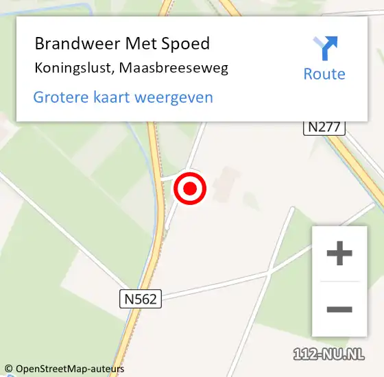 Locatie op kaart van de 112 melding: Brandweer Met Spoed Naar Koningslust, Maasbreeseweg op 27 september 2023 11:19