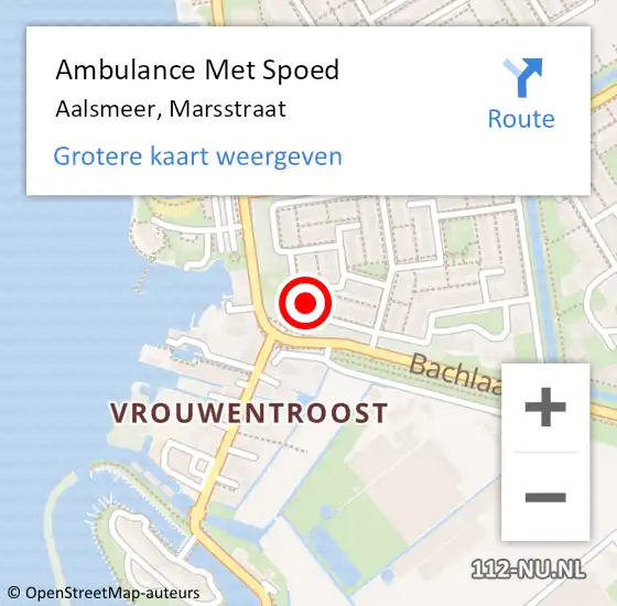 Locatie op kaart van de 112 melding: Ambulance Met Spoed Naar Aalsmeer, Marsstraat op 27 september 2023 11:23