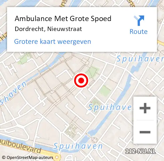 Locatie op kaart van de 112 melding: Ambulance Met Grote Spoed Naar Dordrecht, Nieuwstraat op 27 september 2023 11:30