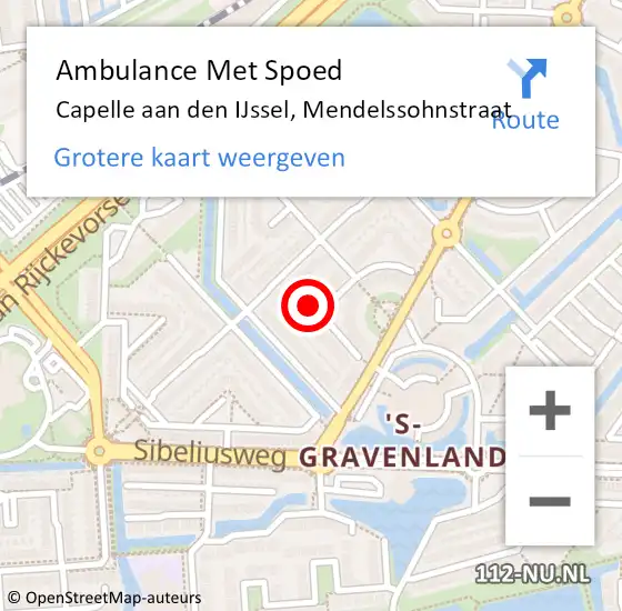 Locatie op kaart van de 112 melding: Ambulance Met Spoed Naar Capelle aan den IJssel, Mendelssohnstraat op 27 september 2023 11:39