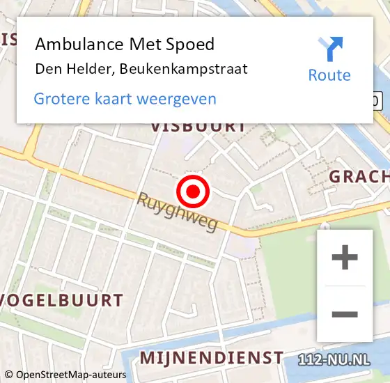 Locatie op kaart van de 112 melding: Ambulance Met Spoed Naar Den Helder, Beukenkampstraat op 27 september 2023 11:46