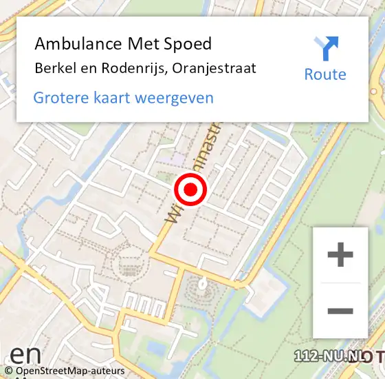 Locatie op kaart van de 112 melding: Ambulance Met Spoed Naar Berkel en Rodenrijs, Oranjestraat op 27 september 2023 11:50