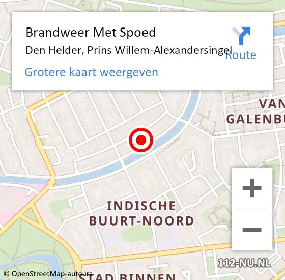 Locatie op kaart van de 112 melding: Brandweer Met Spoed Naar Den Helder, Prins Willem-Alexandersingel op 27 september 2023 11:53