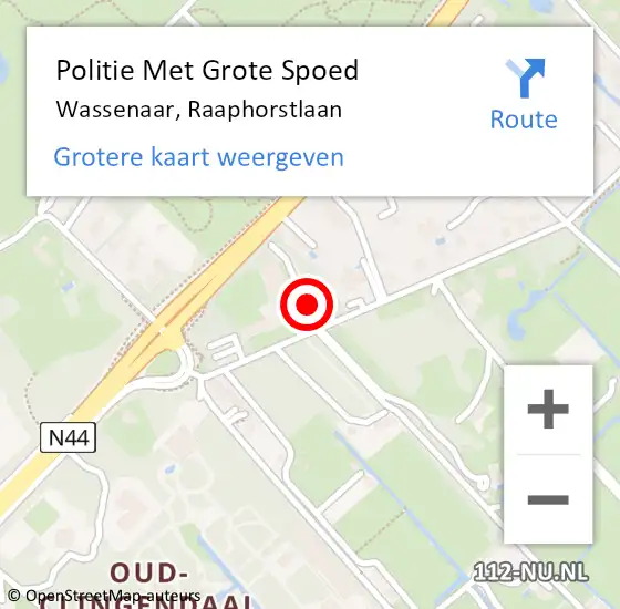 Locatie op kaart van de 112 melding: Politie Met Grote Spoed Naar Wassenaar, Raaphorstlaan op 27 september 2023 11:58