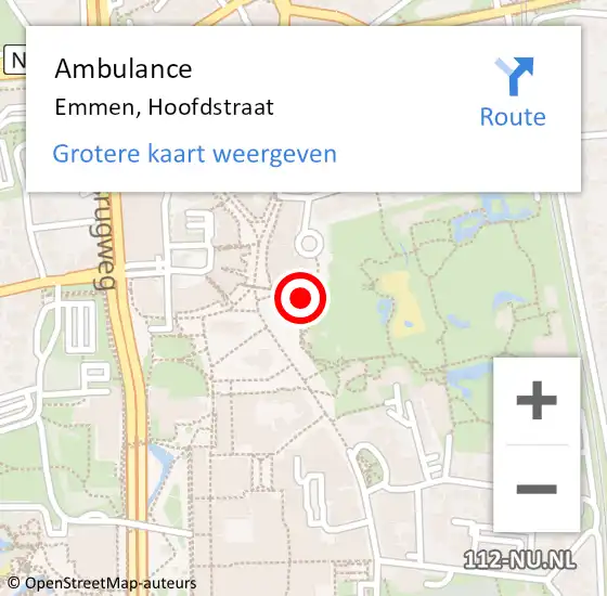 Locatie op kaart van de 112 melding: Ambulance Emmen, Hoofdstraat op 9 september 2014 15:53