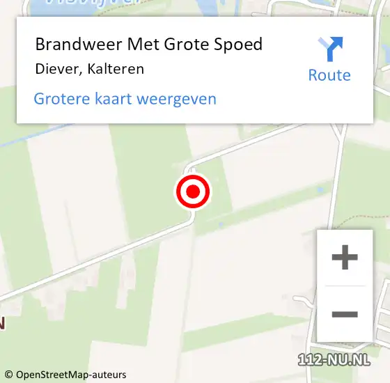 Locatie op kaart van de 112 melding: Brandweer Met Grote Spoed Naar Diever, Kalteren op 9 september 2014 15:55