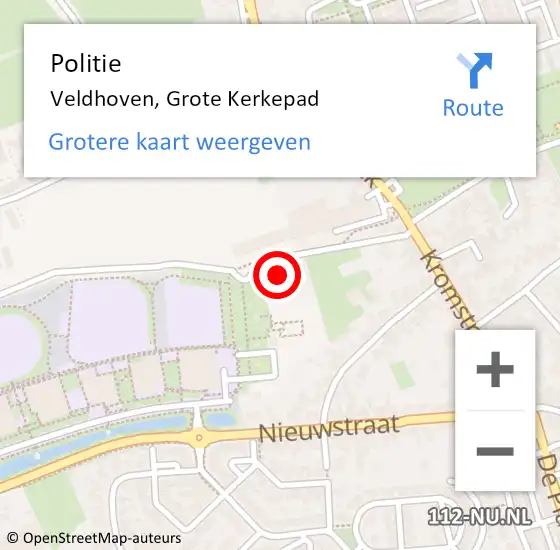Locatie op kaart van de 112 melding: Politie Veldhoven, Grote Kerkepad op 27 september 2023 12:43