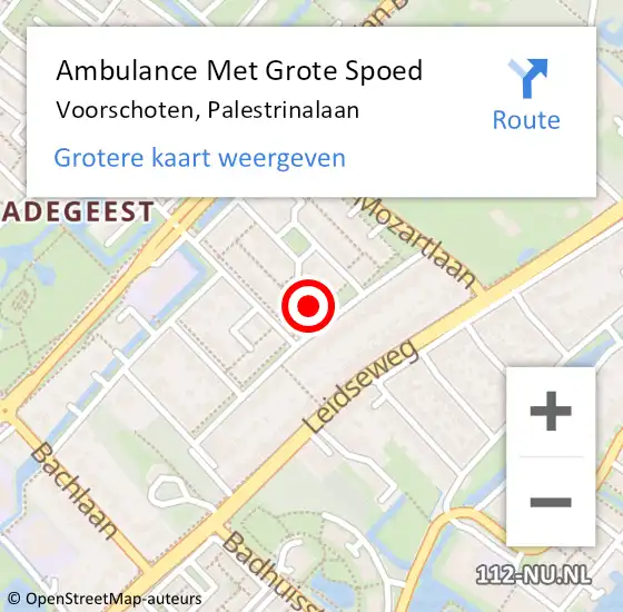 Locatie op kaart van de 112 melding: Ambulance Met Grote Spoed Naar Voorschoten, Palestrinalaan op 27 september 2023 12:46