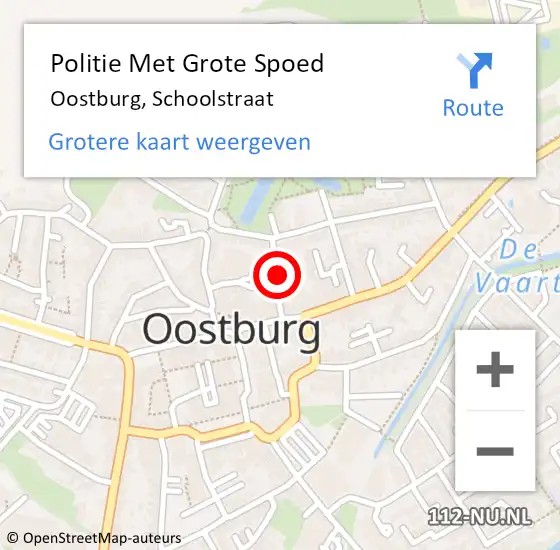 Locatie op kaart van de 112 melding: Politie Met Grote Spoed Naar Oostburg, Schoolstraat op 27 september 2023 12:49