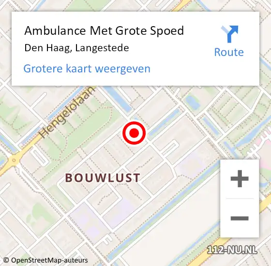 Locatie op kaart van de 112 melding: Ambulance Met Grote Spoed Naar Den Haag, Langestede op 27 september 2023 12:56