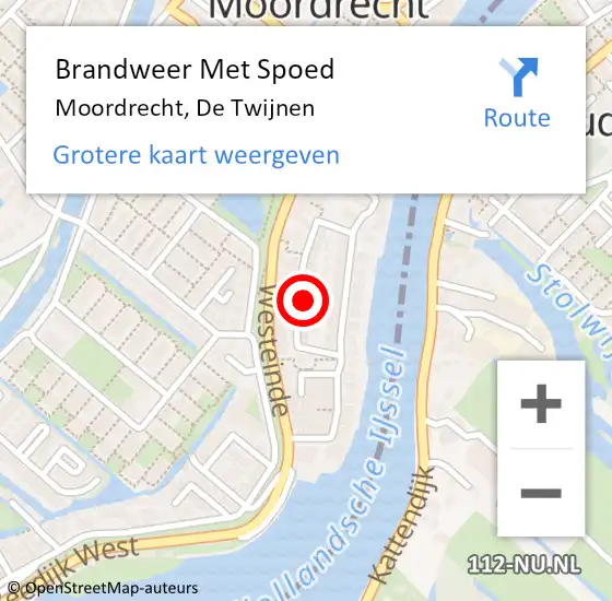 Locatie op kaart van de 112 melding: Brandweer Met Spoed Naar Moordrecht, De Twijnen op 27 september 2023 12:59