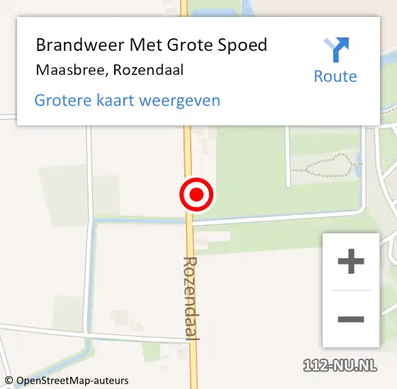 Locatie op kaart van de 112 melding: Brandweer Met Grote Spoed Naar Maasbree, Rozendaal op 27 september 2023 13:12