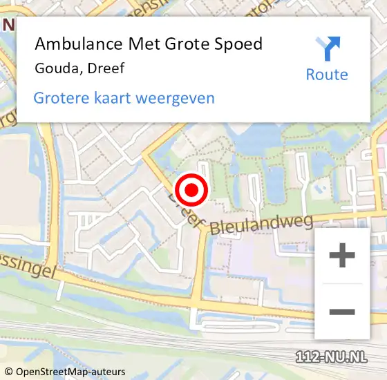 Locatie op kaart van de 112 melding: Ambulance Met Grote Spoed Naar Gouda, Dreef op 27 september 2023 13:16