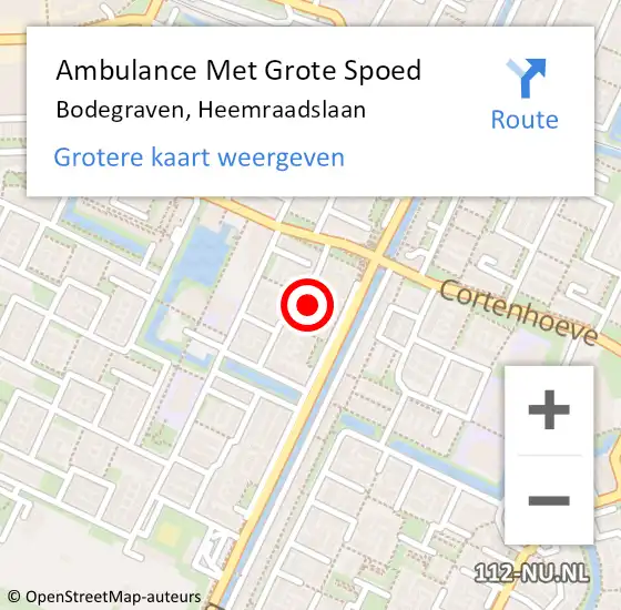 Locatie op kaart van de 112 melding: Ambulance Met Grote Spoed Naar Bodegraven, Heemraadslaan op 27 september 2023 13:28