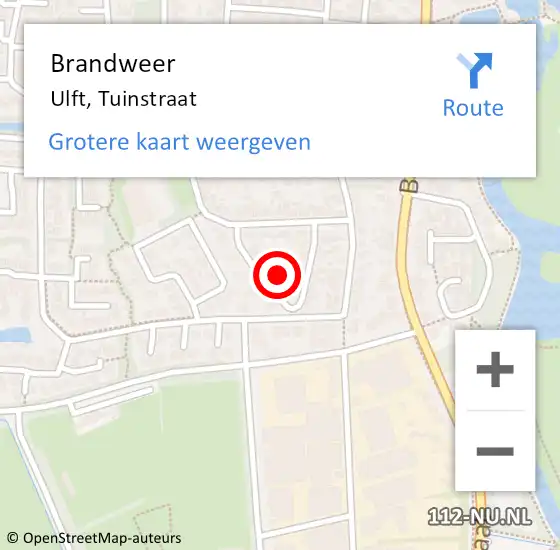 Locatie op kaart van de 112 melding: Brandweer Ulft, Tuinstraat op 27 september 2023 13:37