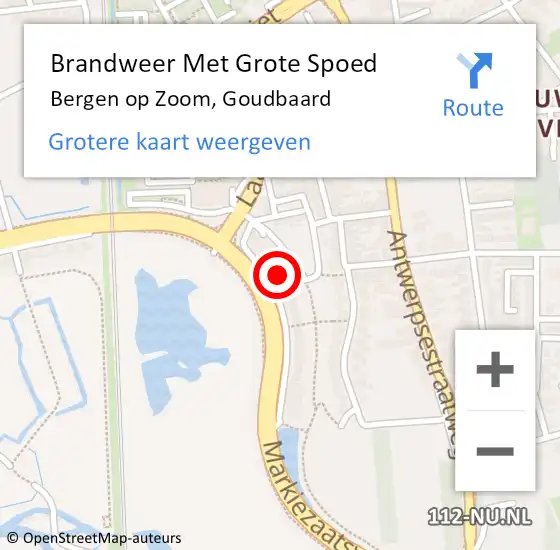 Locatie op kaart van de 112 melding: Brandweer Met Grote Spoed Naar Bergen op Zoom, Goudbaard op 27 september 2023 13:45
