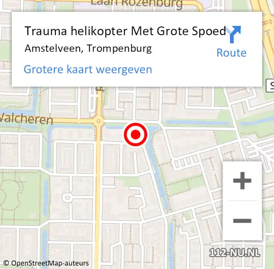 Locatie op kaart van de 112 melding: Trauma helikopter Met Grote Spoed Naar Amstelveen, Trompenburg op 27 september 2023 13:49
