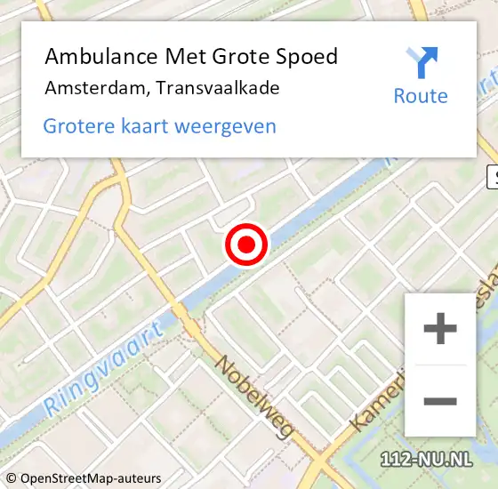 Locatie op kaart van de 112 melding: Ambulance Met Grote Spoed Naar Amsterdam, Transvaalkade op 27 september 2023 13:51