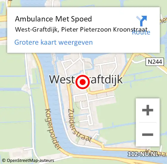 Locatie op kaart van de 112 melding: Ambulance Met Spoed Naar West-Graftdijk, Pieter Pieterzoon Kroonstraat op 27 september 2023 13:53