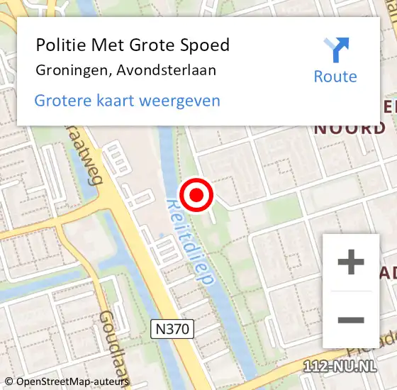 Locatie op kaart van de 112 melding: Politie Met Grote Spoed Naar Groningen, Avondsterlaan op 27 september 2023 13:54