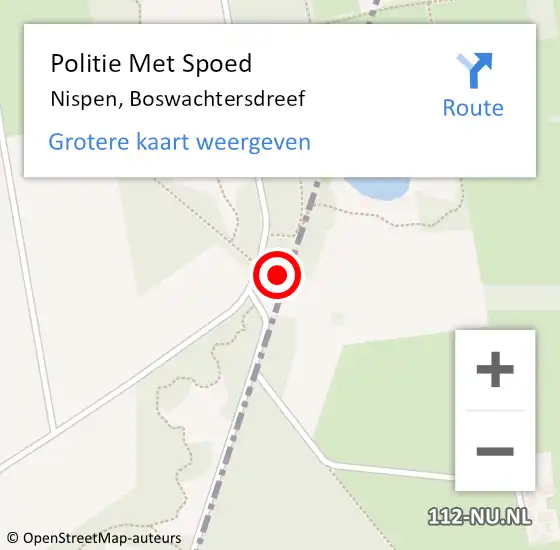 Locatie op kaart van de 112 melding: Politie Met Spoed Naar Nispen, Boswachtersdreef op 27 september 2023 14:39
