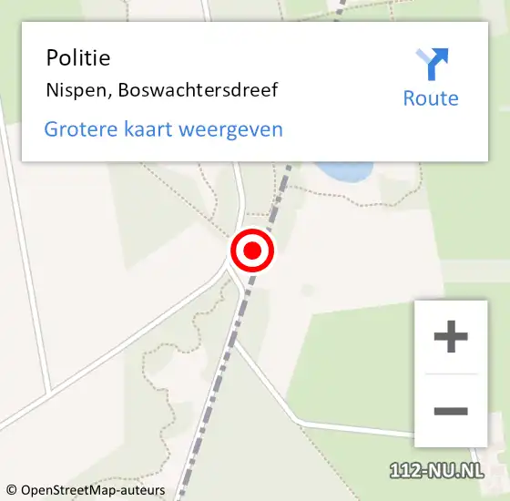 Locatie op kaart van de 112 melding: Politie Nispen, Boswachtersdreef op 27 september 2023 14:39