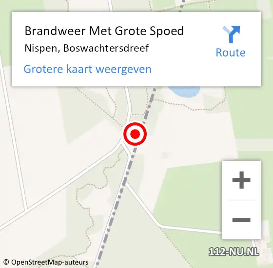 Locatie op kaart van de 112 melding: Brandweer Met Grote Spoed Naar Nispen, Boswachtersdreef op 27 september 2023 14:39