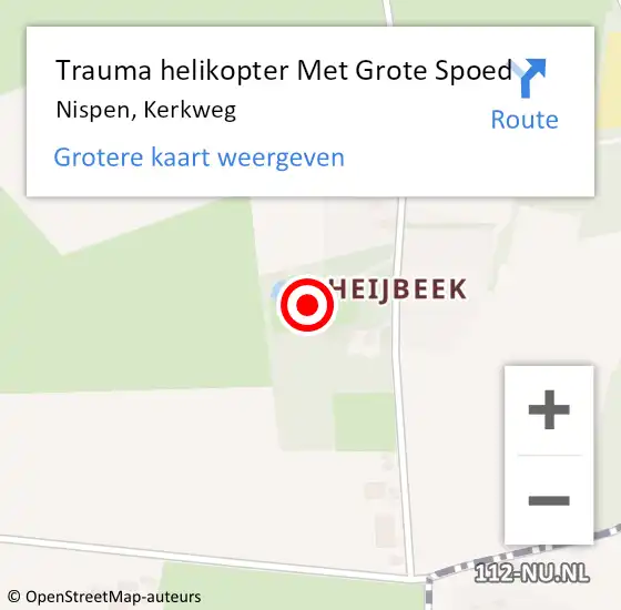 Locatie op kaart van de 112 melding: Trauma helikopter Met Grote Spoed Naar Nispen, Kerkweg op 27 september 2023 14:44