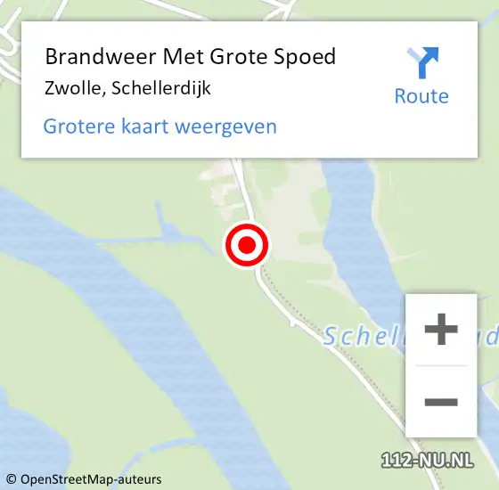 Locatie op kaart van de 112 melding: Brandweer Met Grote Spoed Naar Zwolle, Schellerdijk op 27 september 2023 14:47