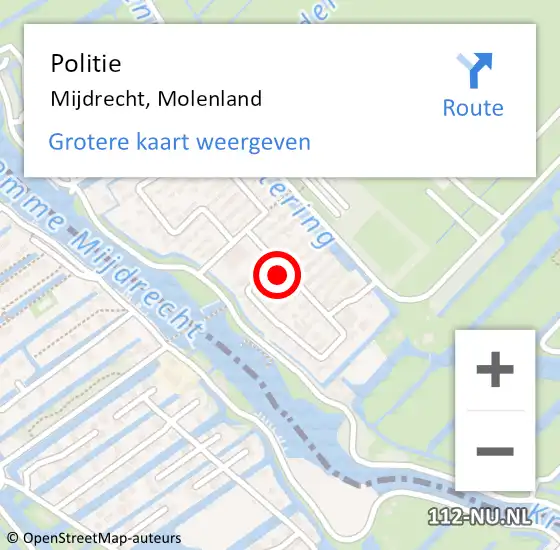 Locatie op kaart van de 112 melding: Politie Mijdrecht, Molenland op 27 september 2023 14:50