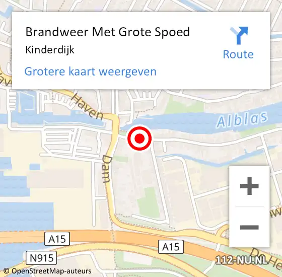 Locatie op kaart van de 112 melding: Brandweer Met Grote Spoed Naar Alblasserdam op 27 september 2023 14:52