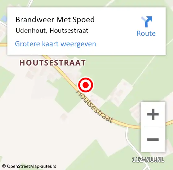 Locatie op kaart van de 112 melding: Brandweer Met Spoed Naar Udenhout, Houtsestraat op 27 september 2023 14:58