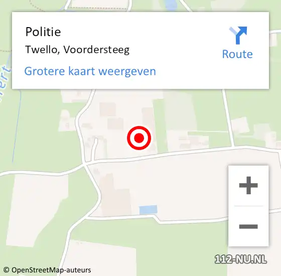 Locatie op kaart van de 112 melding: Politie Twello, Voordersteeg op 27 september 2023 15:04