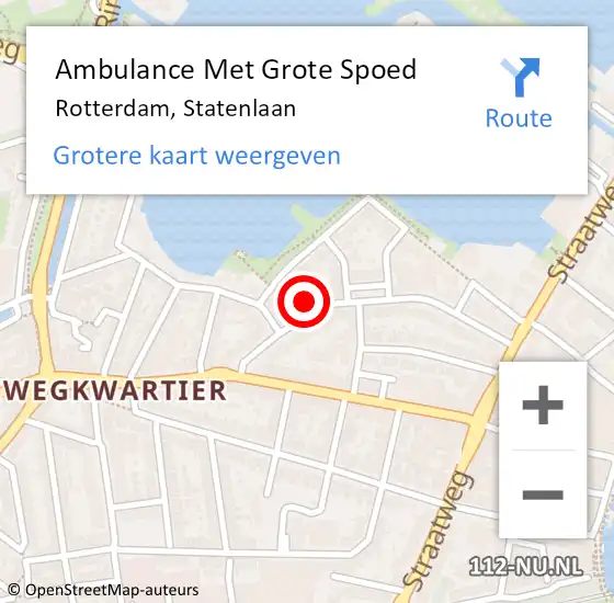 Locatie op kaart van de 112 melding: Ambulance Met Grote Spoed Naar Rotterdam, Statenlaan op 27 september 2023 15:07