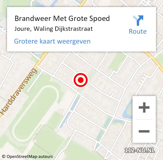 Locatie op kaart van de 112 melding: Brandweer Met Grote Spoed Naar Joure, Waling Dijkstrastraat op 27 september 2023 15:08