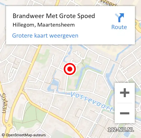 Locatie op kaart van de 112 melding: Brandweer Met Grote Spoed Naar Hillegom, Maartensheem op 9 september 2014 16:16