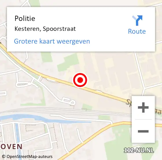 Locatie op kaart van de 112 melding: Politie Kesteren, Spoorstraat op 27 september 2023 15:45