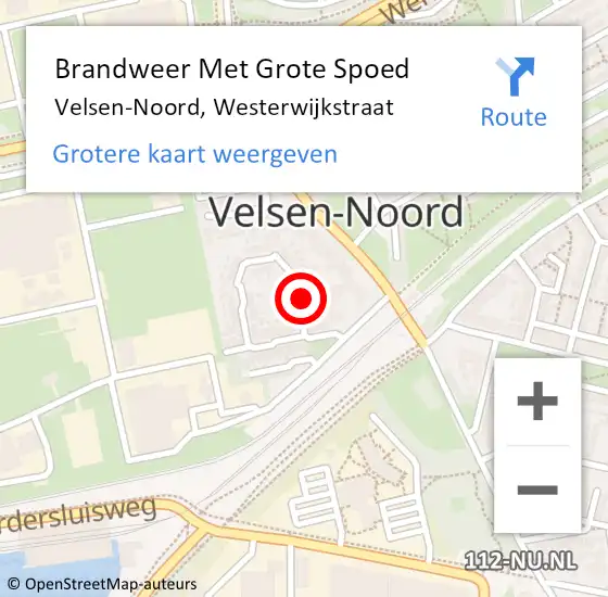 Locatie op kaart van de 112 melding: Brandweer Met Grote Spoed Naar Velsen-Noord, Westerwijkstraat op 27 september 2023 15:49