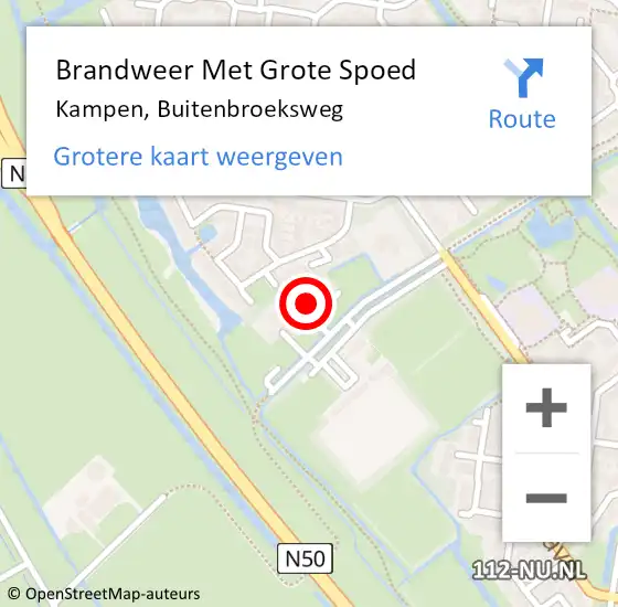 Locatie op kaart van de 112 melding: Brandweer Met Grote Spoed Naar Kampen, Buitenbroeksweg op 27 september 2023 15:56