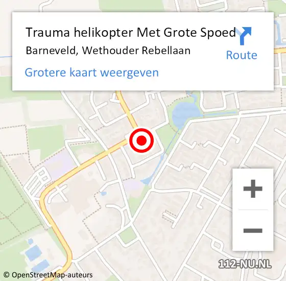 Locatie op kaart van de 112 melding: Trauma helikopter Met Grote Spoed Naar Barneveld, Wethouder Rebellaan op 27 september 2023 16:24
