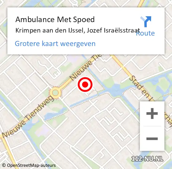 Locatie op kaart van de 112 melding: Ambulance Met Spoed Naar Krimpen aan den IJssel, Jozef Israëlsstraat op 27 september 2023 17:10