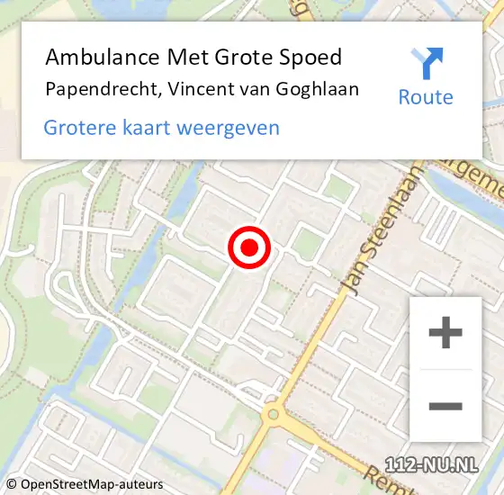 Locatie op kaart van de 112 melding: Ambulance Met Grote Spoed Naar Papendrecht, Vincent van Goghlaan op 27 september 2023 17:33