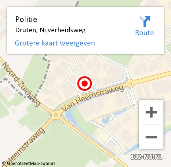 Locatie op kaart van de 112 melding: Politie Druten, Nijverheidsweg op 27 september 2023 17:37