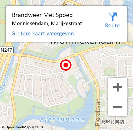 Locatie op kaart van de 112 melding: Brandweer Met Spoed Naar Monnickendam, Marijkestraat op 27 september 2023 17:49