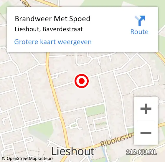 Locatie op kaart van de 112 melding: Brandweer Met Spoed Naar Lieshout, Baverdestraat op 27 september 2023 17:53