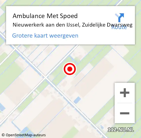 Locatie op kaart van de 112 melding: Ambulance Met Spoed Naar Nieuwerkerk aan den IJssel, Zuidelijke Dwarsweg op 27 september 2023 17:54