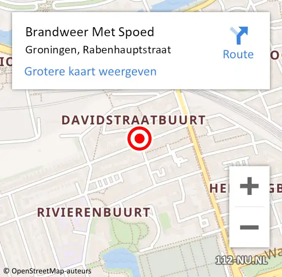 Locatie op kaart van de 112 melding: Brandweer Met Spoed Naar Groningen, Rabenhauptstraat op 27 september 2023 17:55